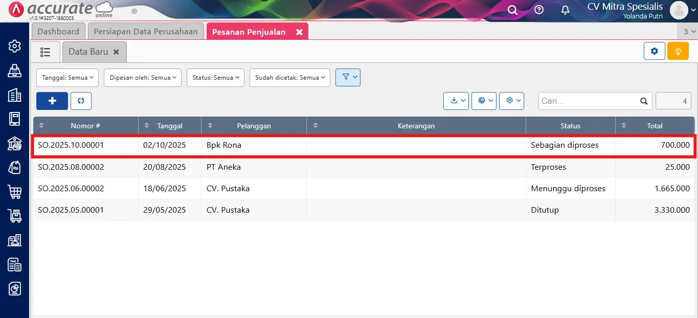 menutup pesanan penjualan